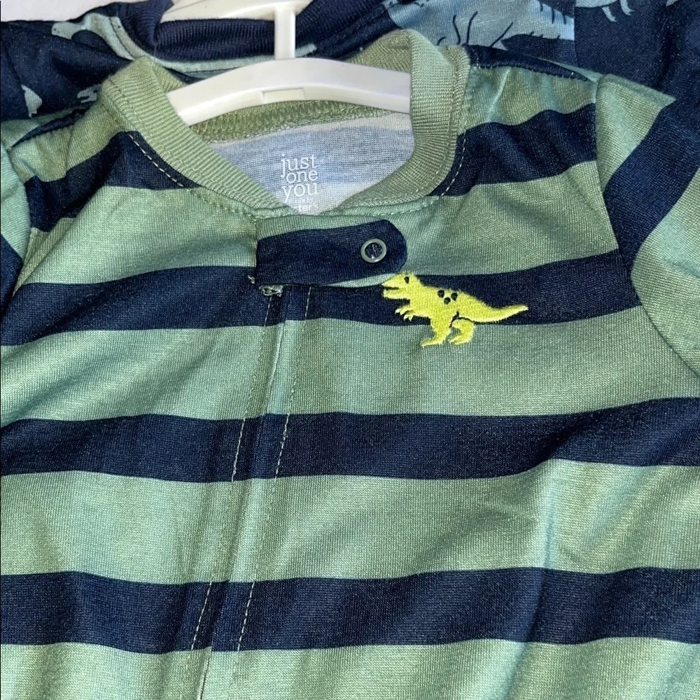Carter's Green and Navy Striped Footie